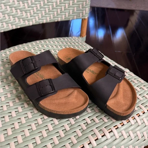 Birkenstock Papillio 1 inch Platform Black Arizona Sandals Size 10 - Picture 3 of 10